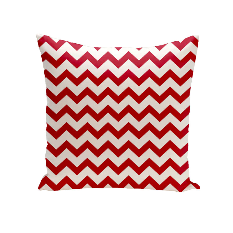 Chevron Outdoor Pillow Cover & Insert, Red, 16"x16"