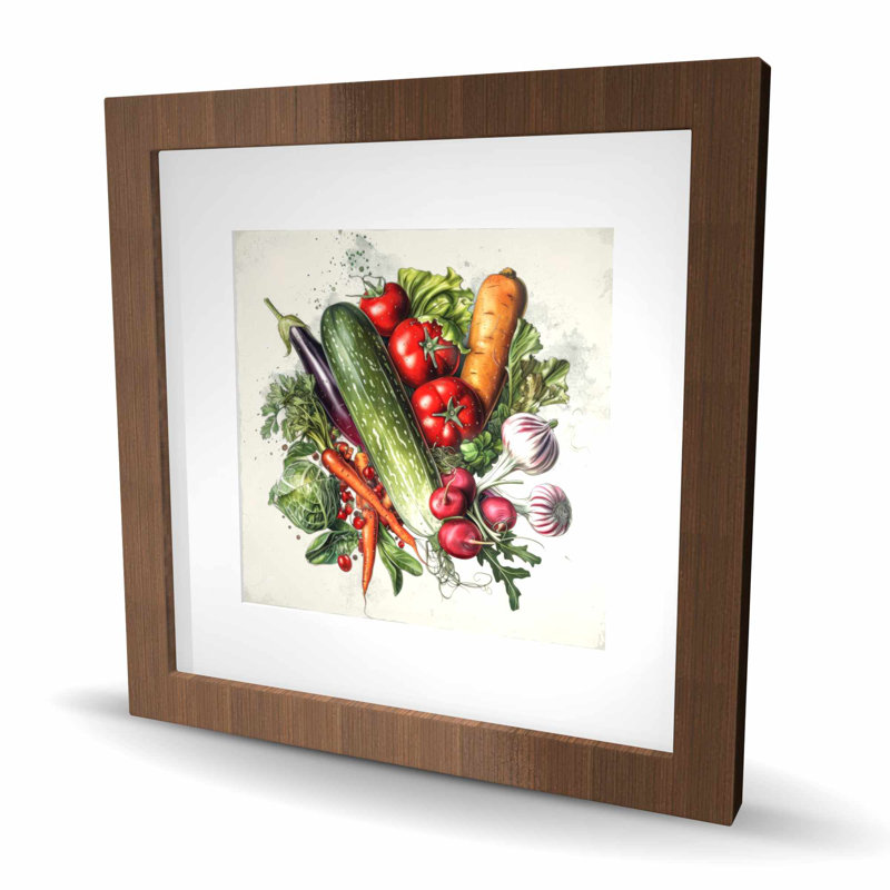 Veggies - Reproduction matte encadrée turquoise pour la décoration intérieure