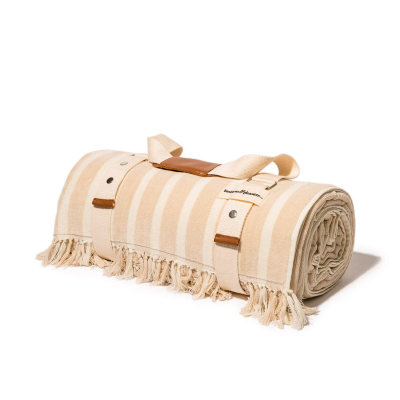 Beach Blanket, Tan/White