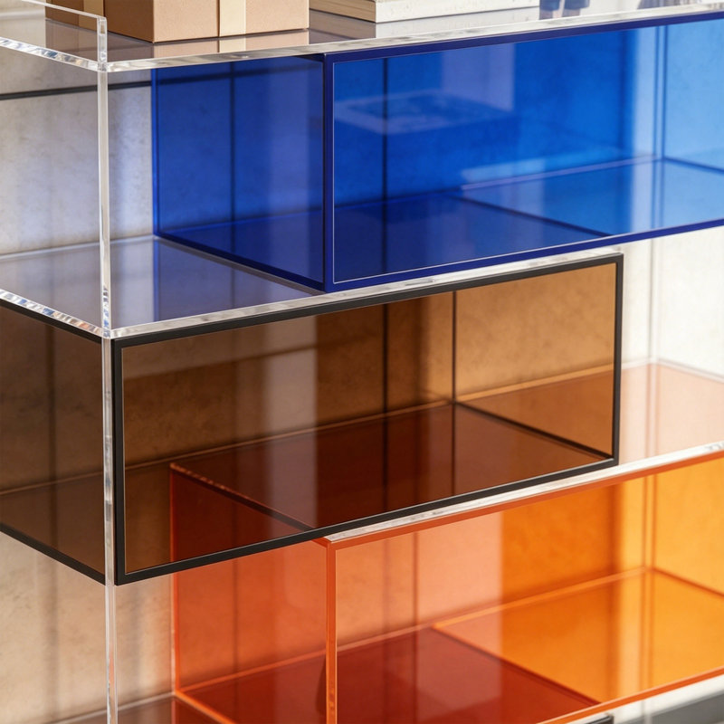 Creative and sturdy acrylic bookcase, (5 Shelves) 49.21"H x 47.24"W x 11.81"D