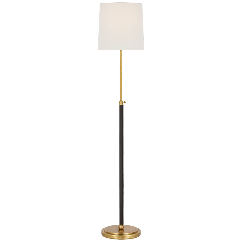 Bryant Traditional Floor Lamp, Hand-Rubbed Antique Brass/Chocolate Leather