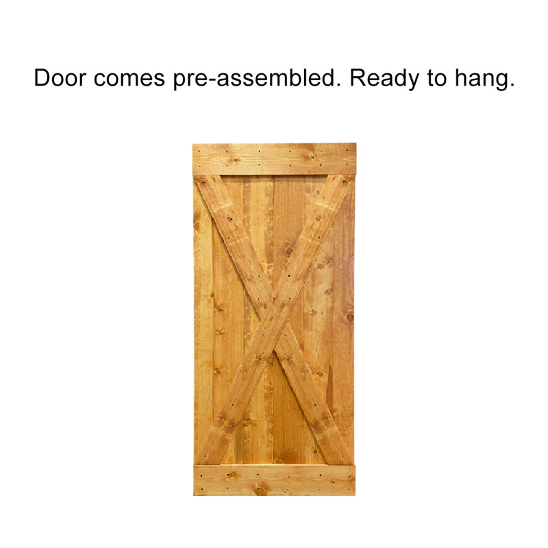 Porte de grange à panneaux en bois et métal X Series sans trousse de quincaillerie d'installation, 36 po x 84 po