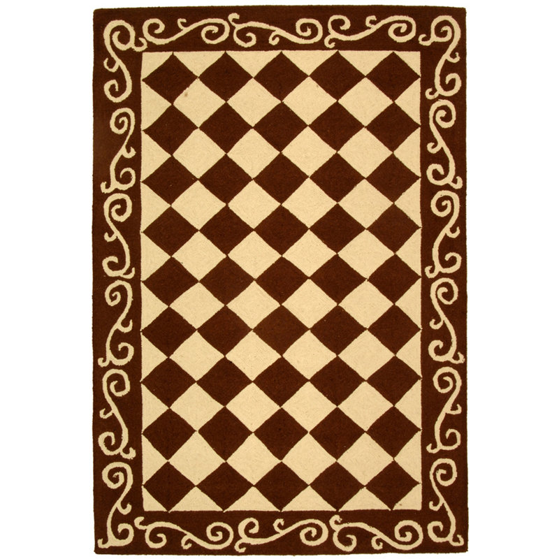 Brayton Hand Hooked Wool Pile Geometric Rug, Rectangle 3'9" x 5'9"