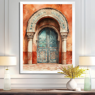 Orange Blue Arched Doorways of Marrakesh II - Moroccan Picture Framed Wall Art