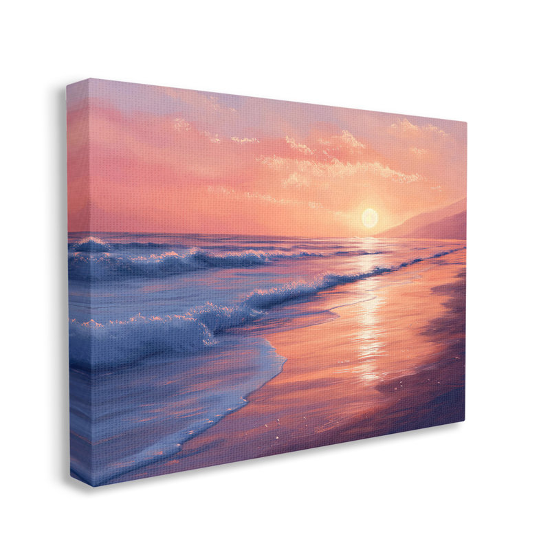 " Sunset Over Beach Waves " by Imagine It Images, 30" H x 40" W
