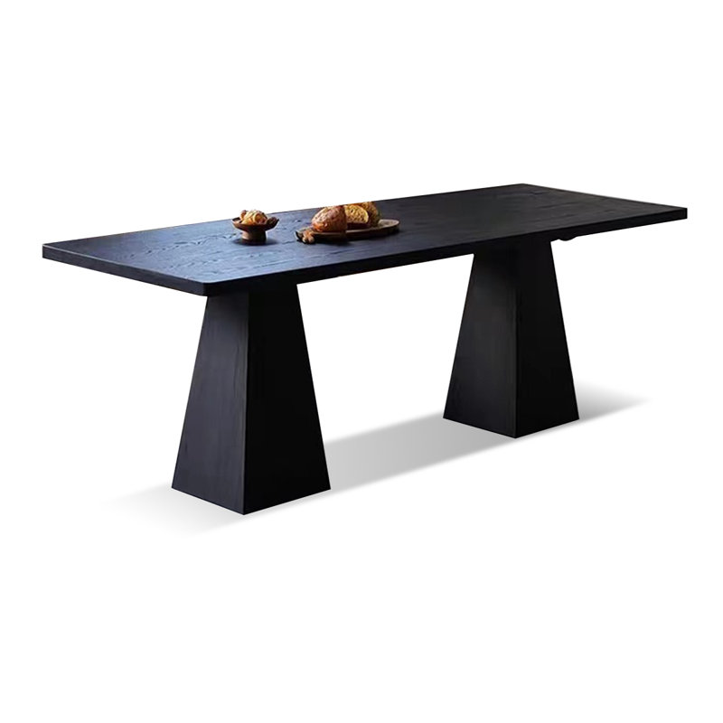 Tables de salle à manger rectangulaires noires en bois massif, H 29,53 po x L 94,49 po x l 39,37 po