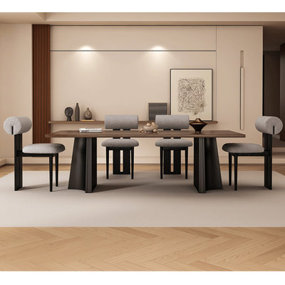 Modern rectangular solid wood dining table set