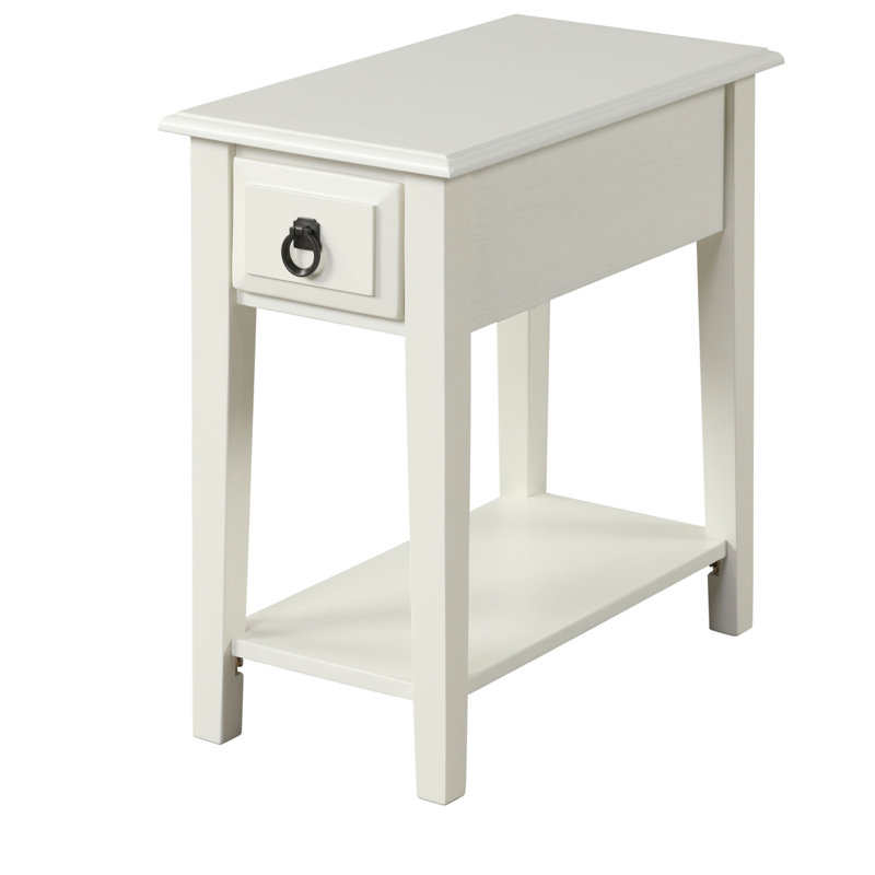 White 1-Drawer Accent Table With Shelf