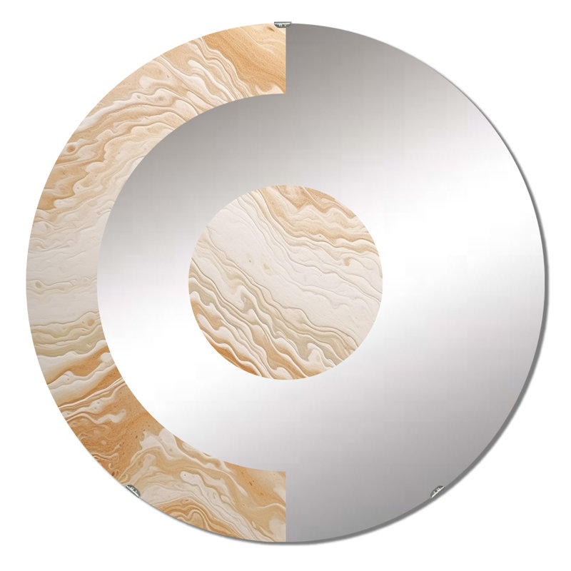 Cream Marbled Melody II - Half Circle Wall Mirror, 31,4 po x 31,4 po