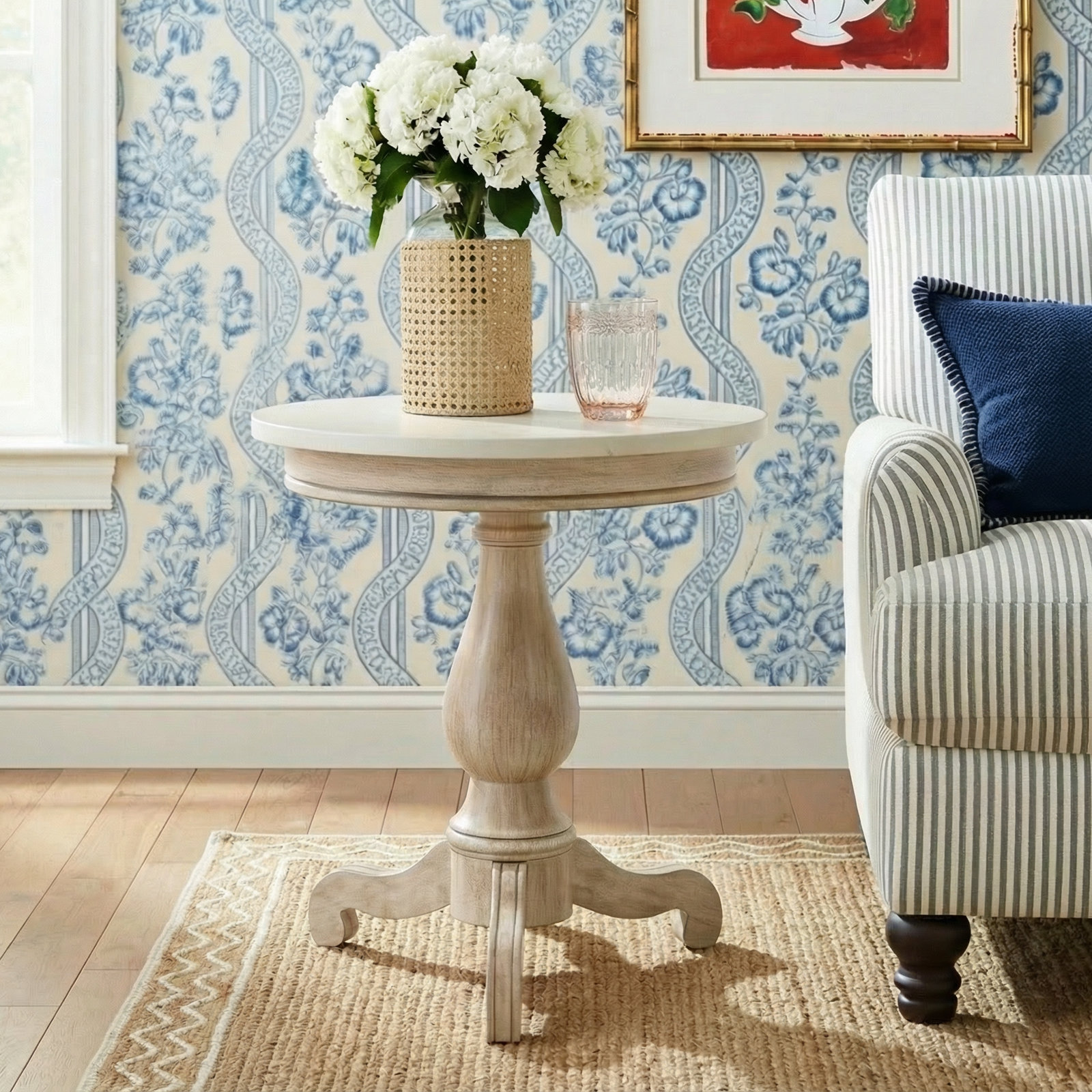 Aberdale 24" Genuine Marble End Table, Rustic Gray