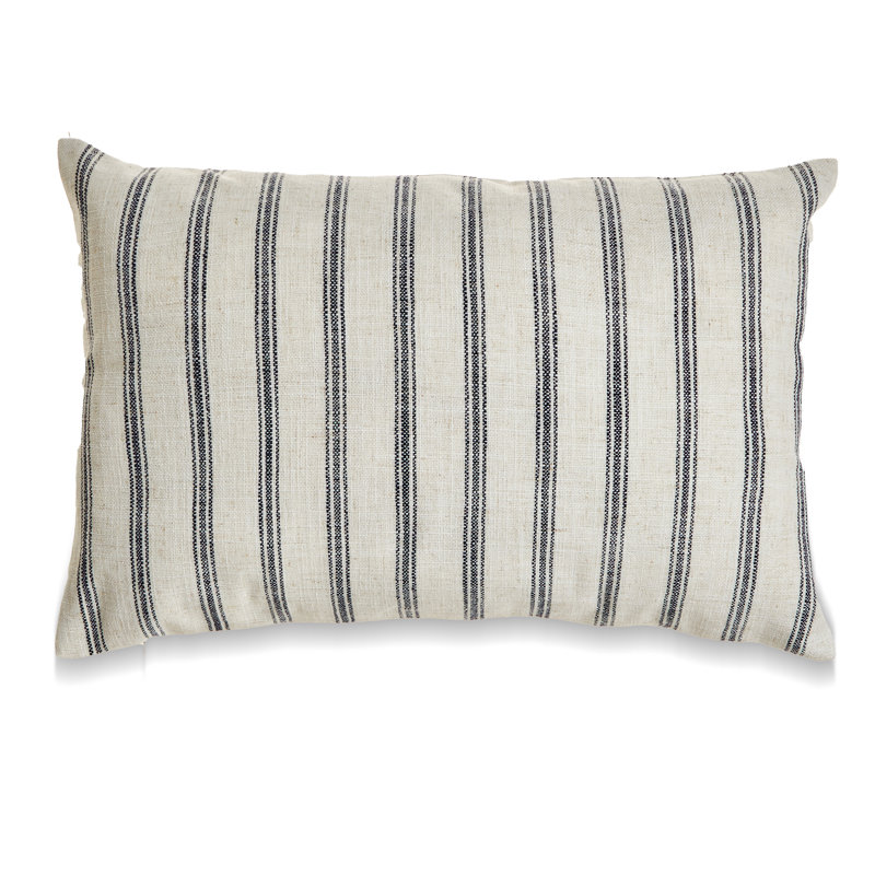 French Stripe Reversible Throw Pillow, Blue, No Insert, 18"H x 18"W