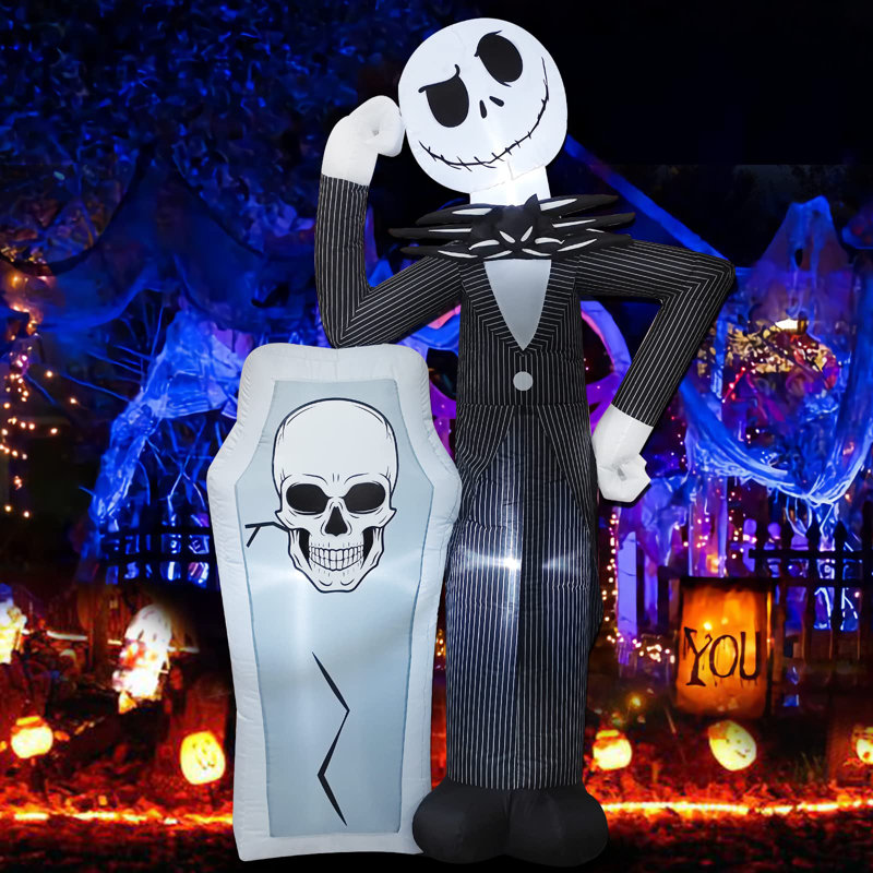 Squelette et pierre tombale gonflable d'Halloween
