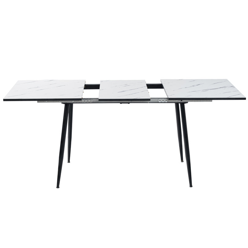 Extendable Metal Base Dining Table, White
