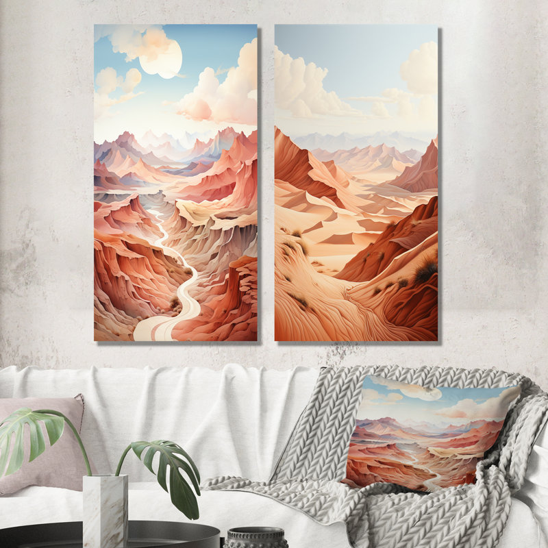 Desert Dreams Canyon Drift - Canyon et désert, ensemble de 2 reproductions d'art sur toile, Toile tendue, H 40 po x l 41 po
