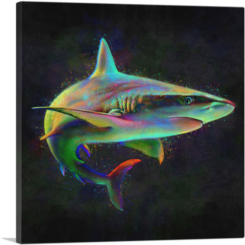 " Shark Fish Shortfin Mako Tiger Ocean Sea ", 36" H x 36" W x 0.75" D