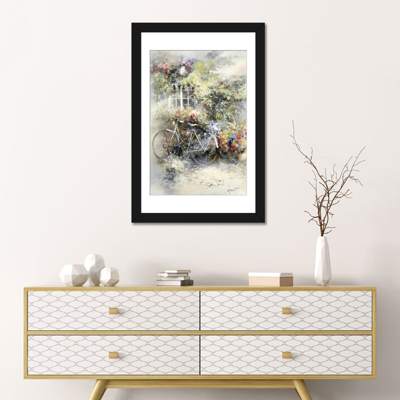 «Blossom», impression sur toile, H 24 po x l 16 po x P 1 po, Papier d'art encadré noir, Blanc