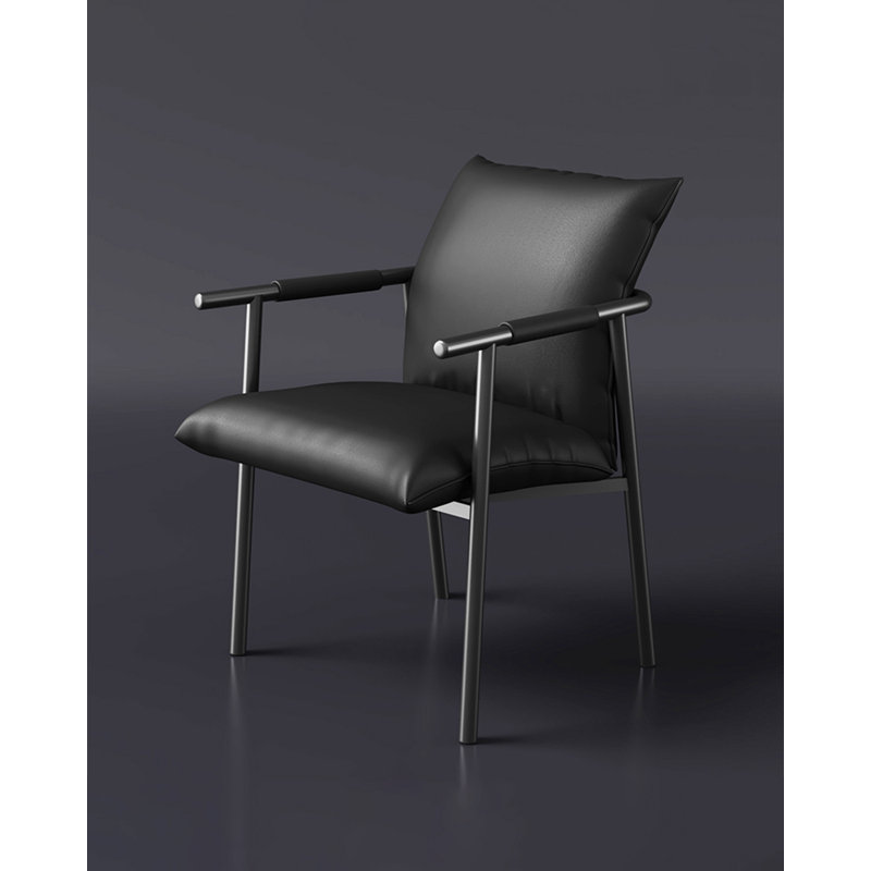 Chaise de salle à manger en cuir italien, Noir