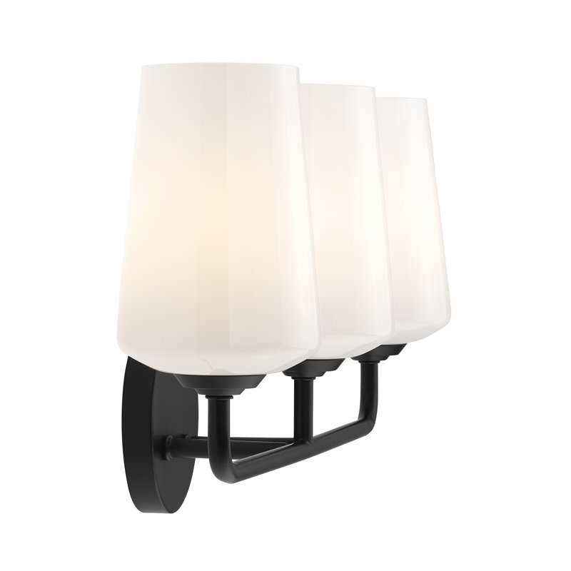 Celino Three-Light Bath & Vanity with Glass, Clear, Satin Black