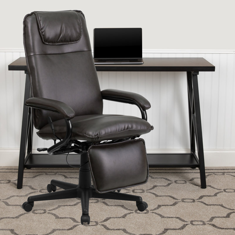  Chaise de bureau inclinable ergonomique à haut dossier LeatherSoft, Brun