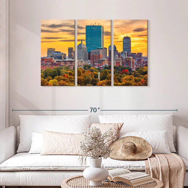 Nicci Boston, coucher de soleil d'automne, H 28 po x l 45 po