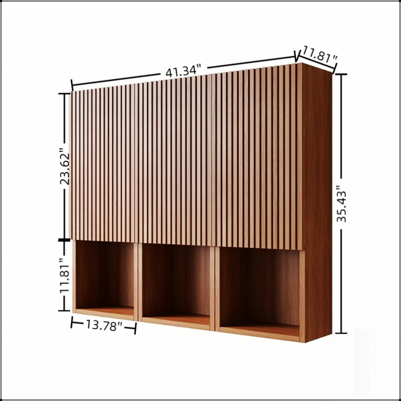 Armoire murale polyvalente pour salle de bain de 41 pouces avec 3 armoires, portes et compartiments ouverts, idéale pour le rangement organisé et l'efficacité de l'espace