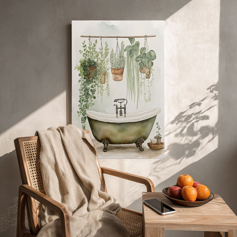 Cadre mural tendu pour salle de bain Boho, 24*16 inch (60*40*2cm)