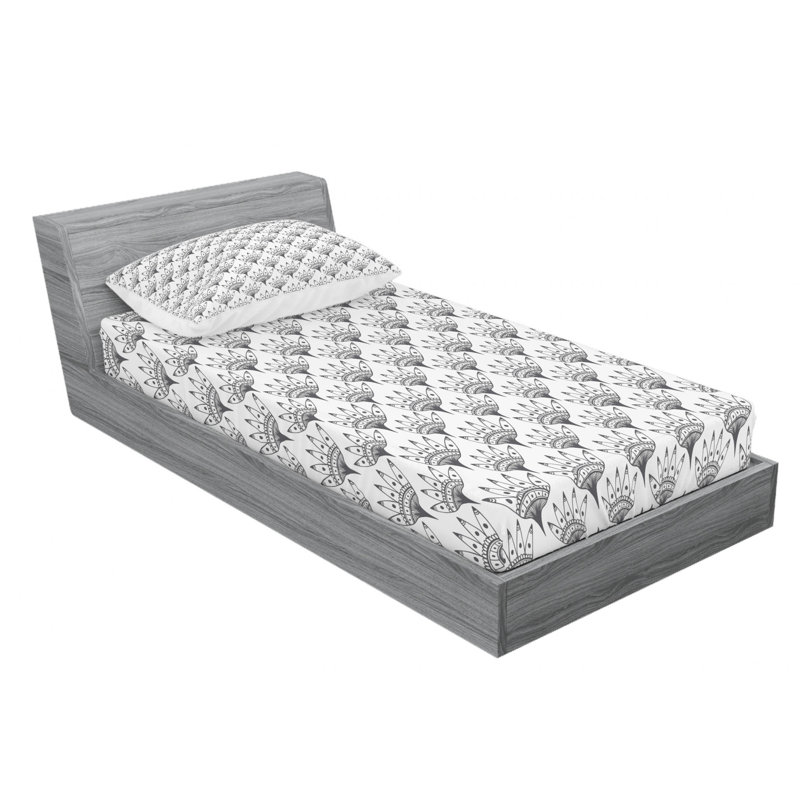 Microfiber Floral Fitted Sheet, Twin XL Fitted Sheet with 1 Pillowcase