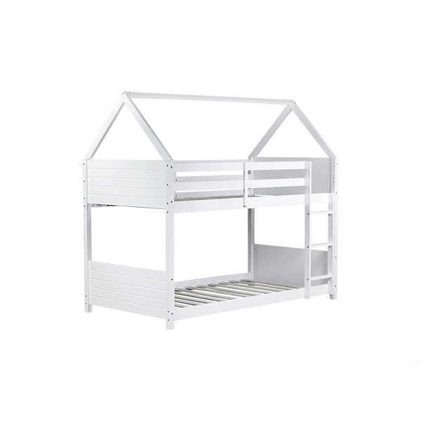 Harper Orchard Twin Over Twin House Floor Bunk Bed With Headboards ...