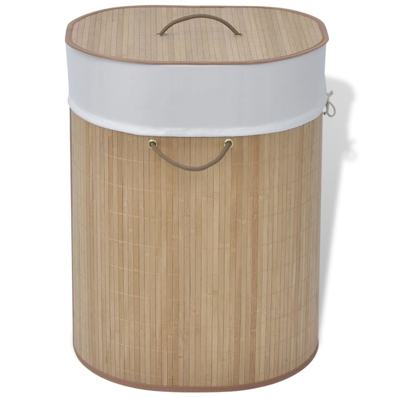 Bay Isle Home Bamboo Laundry Bin, 45cm H x 35cm W x 60cm D, Natural, Oval