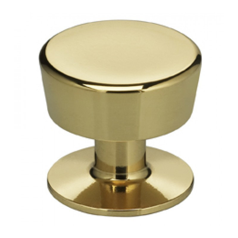 Poignée ronde classique et moderne de 1 3/16 po de diamètre, H 1 po x l 1 po x P 0,91 po, Laiton poli
