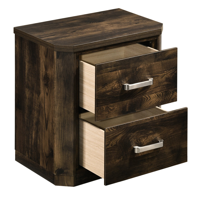 Bedroom 2 Rustic Walnut Nightstand - Stylish Storage Solution Brown Keep Your Tidy And Organized