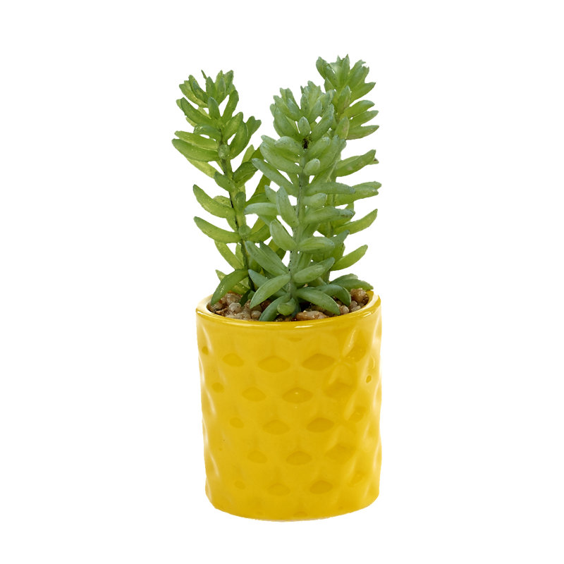 Pot à fleurs en céramique jaune Burros