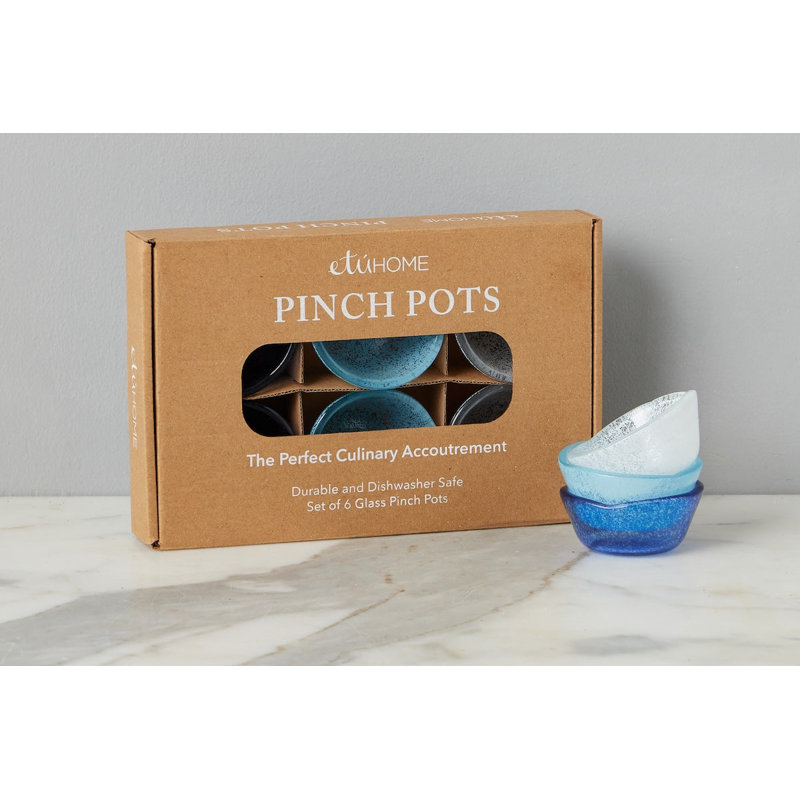 Glass Pinch Pots, White/Denim Blue/Navy Blue