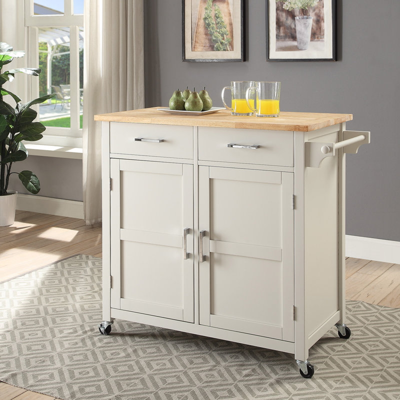 Moorman Wood Kitchen Cart, Off-White