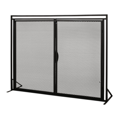 Pare-étincelles en fer noir mat - Menaces de feu, H 30,84 po x l 40,63 po