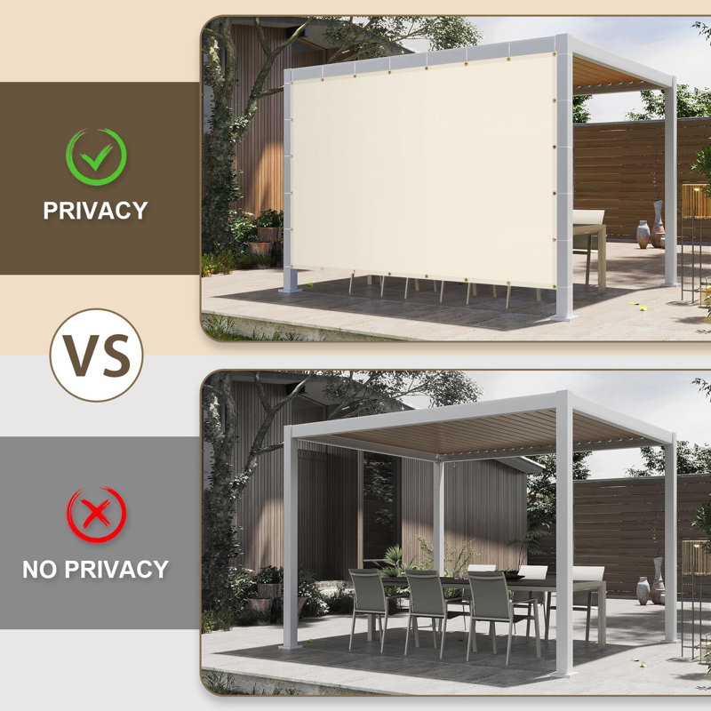 LOVE STORY Pergola Shade Cover Shade Cloth, Cream, 72" H x 192" W x 2.7" D