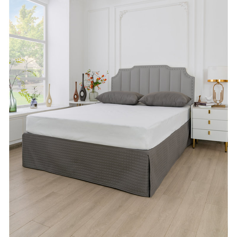  Jupe de lit en microfibre matelassée Grid, Très grand, Gris