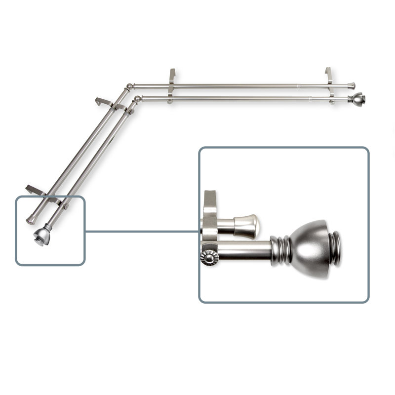 Tringle à rideaux double Haubstadt, L 28 po x l 48 po, Nickel satiné
