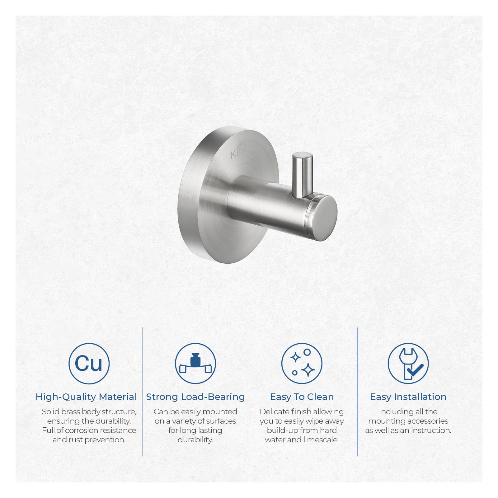 Wall Mounted Robe Hook, Brush Nickel