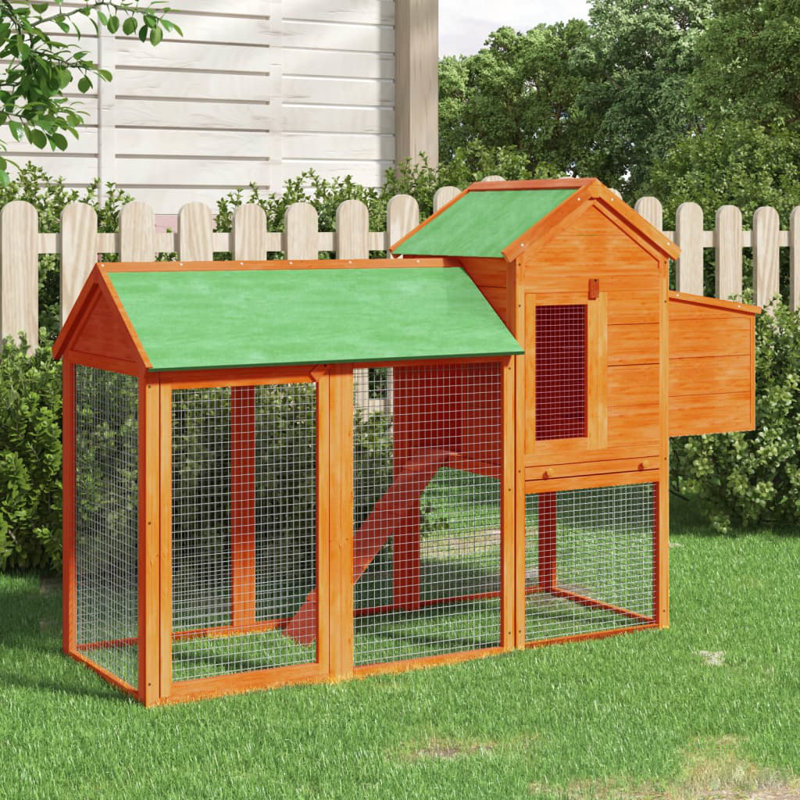 Waltham Chicken Coop with Chicken Run, Brown/Blue