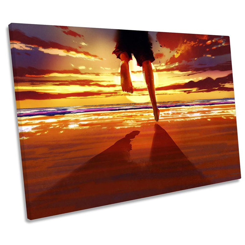 Beach Sunset Holiday Travel - Wrapped Canvas Print, 30.5cm H x 45.7cm W x 2cm D