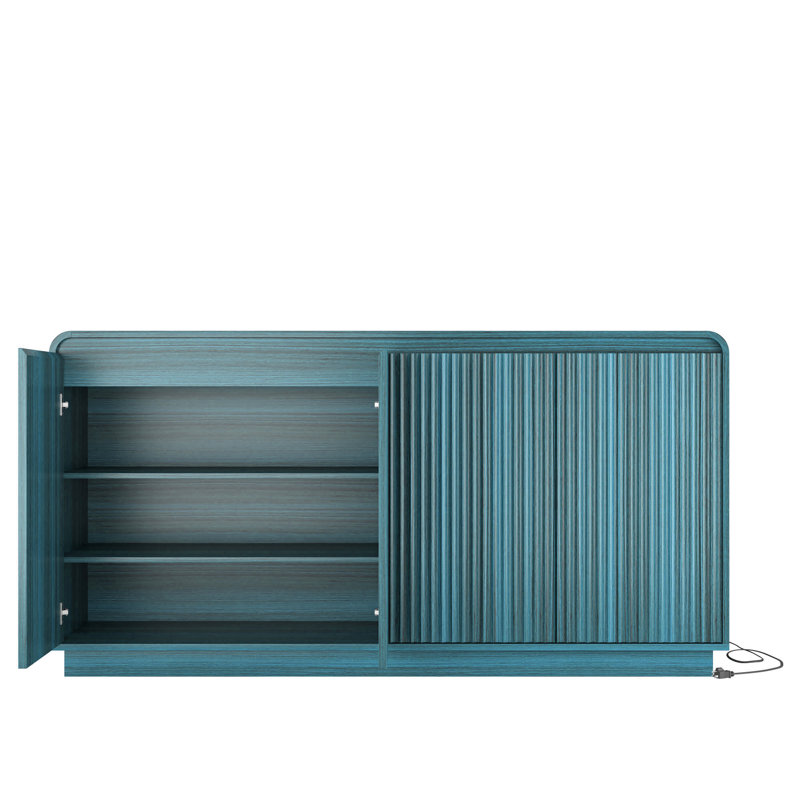 59'' Fluted Sideboard With Adjustable Shelves, Blue