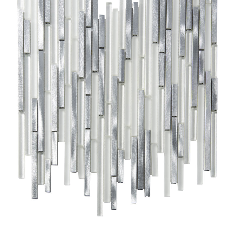 Carrelage mosaïque en verre et métal, Blanc / argent
