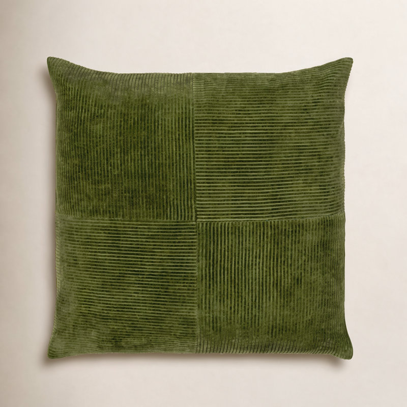 Selma Cotton Throw Pillow, 20" x 20", Olive