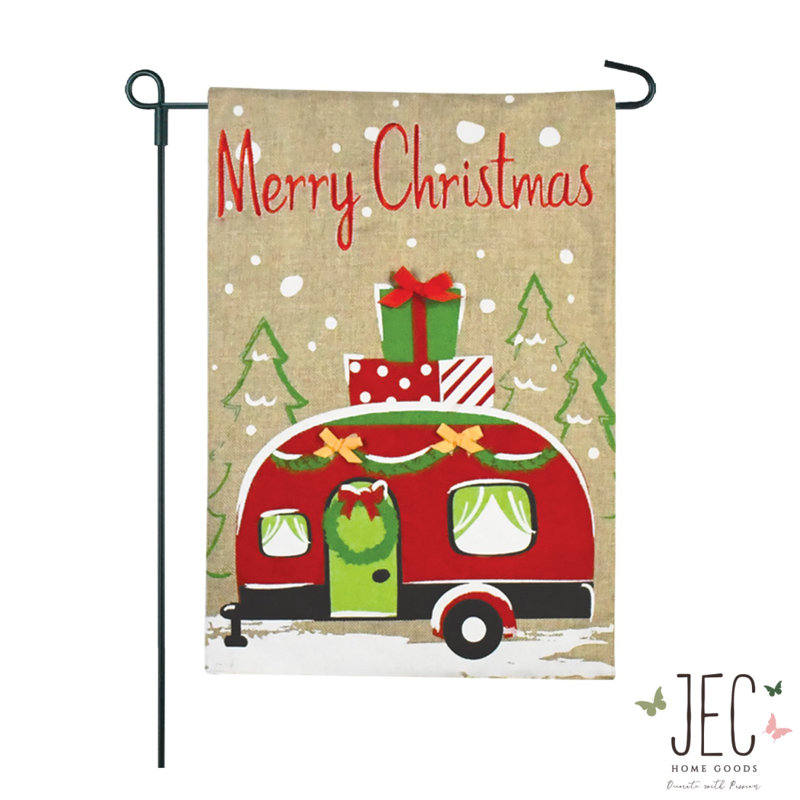 Ensemble de drapeaux en toile de jute 18 x 13 po Merry Christmas