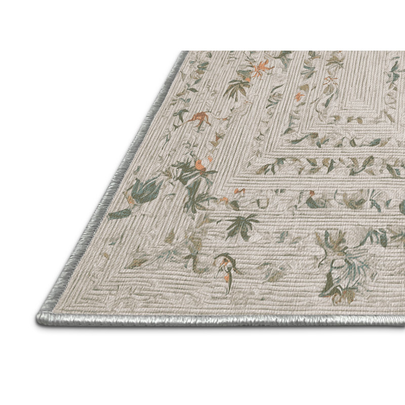Machine Washable Beige Area Rug, Rectangle 7' x 10'