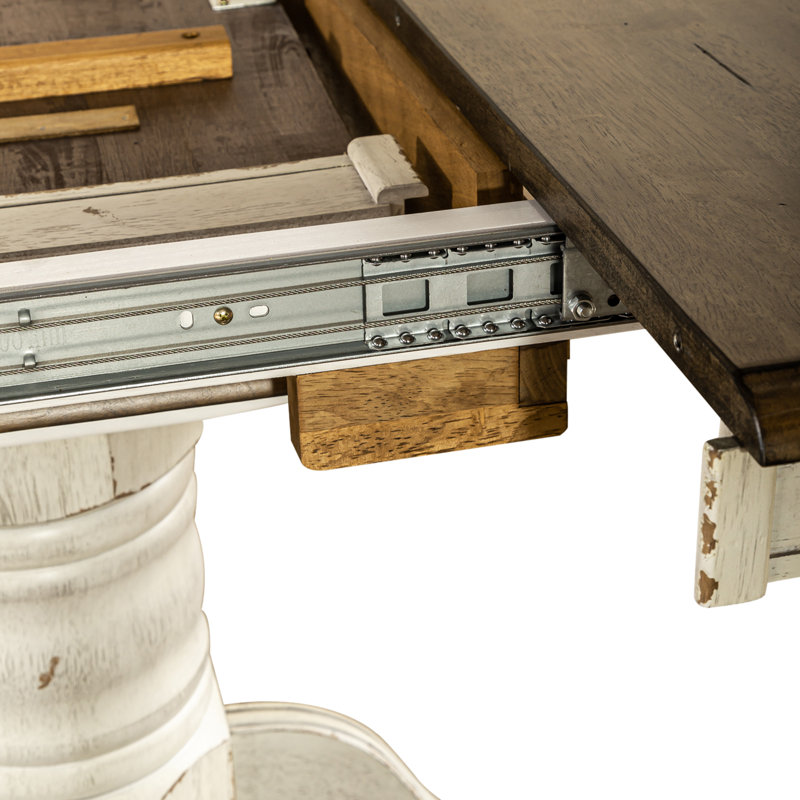 Judique Extendable Round Solid Wood Dining Table, White