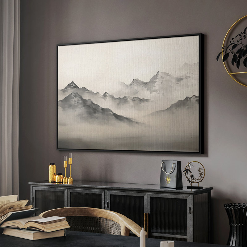 Paysage rétro - XVIII, Toile avec cadre flottant noir, H 27 po x l 41 po x P 2 po