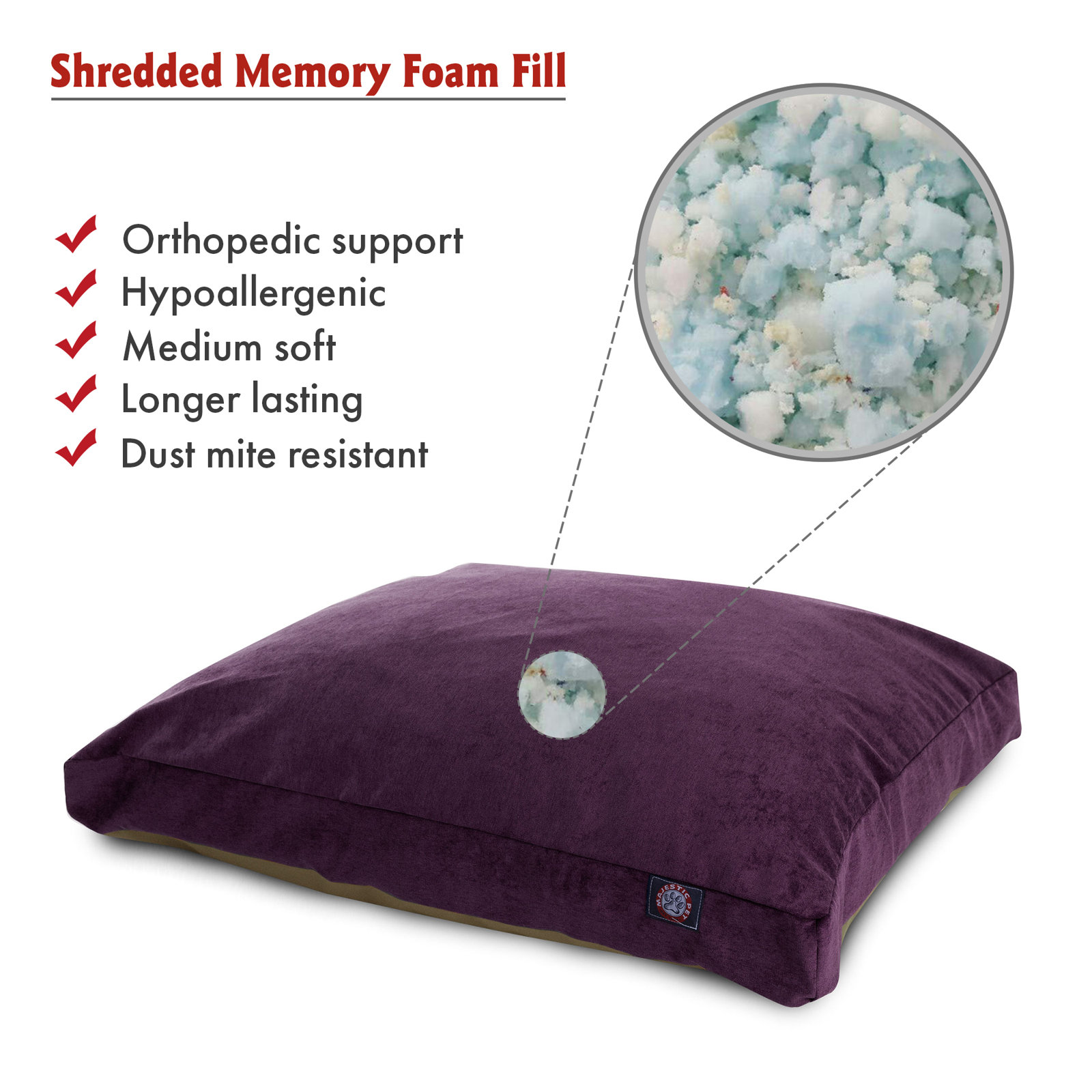 Villa Pillow, Aubergine, Large (36" W x 44" D x 5" H);