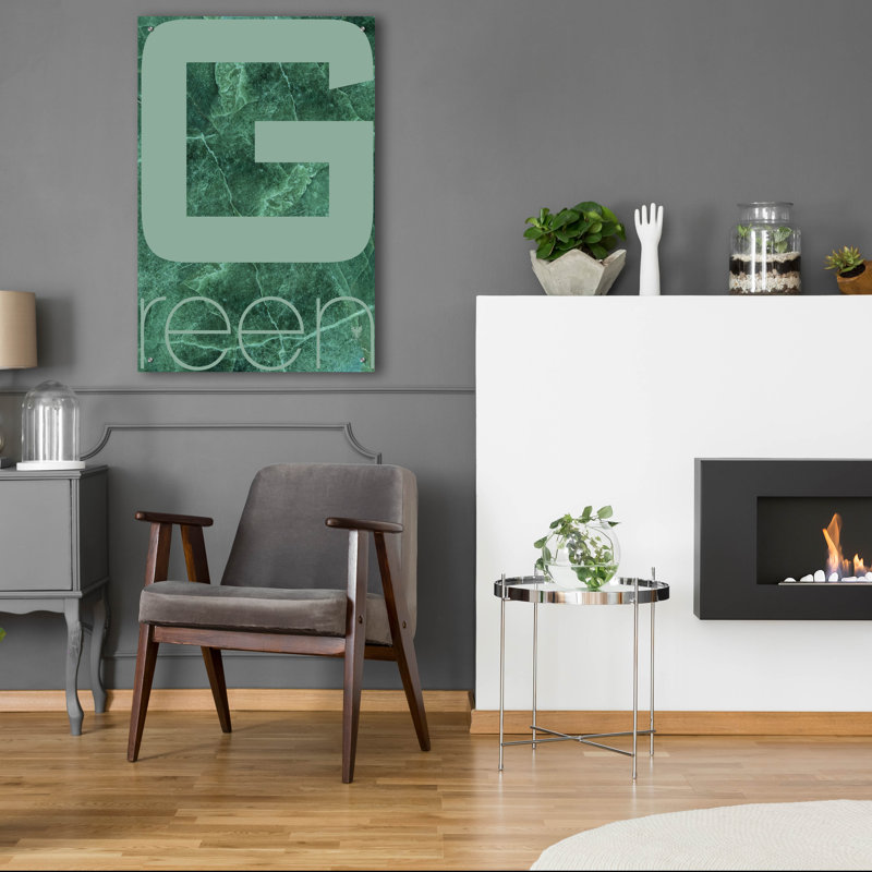 «Rgb Green» par Typelike, art mural en verre acrylique, H 36 po x l 24 po x P 0,2 po